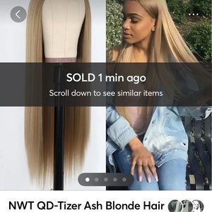 SOLD!!! Mercari NWT QD-Tizer Ash Blonde Hair Long Straight Synthetic Wigs Women